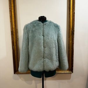 Powder Blue Zara Faux Fur Jacket